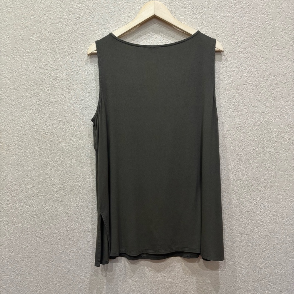 Eileen Fisher Crewneck Jersey Tank Size XL in Olive Green - Picture 6 of 9